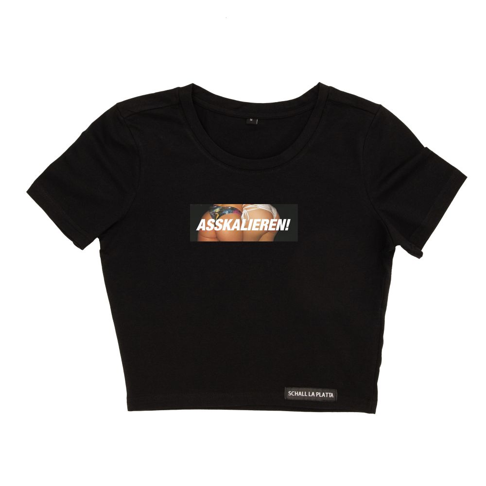 ASSKALIEREN! Crop Shirt schwarz